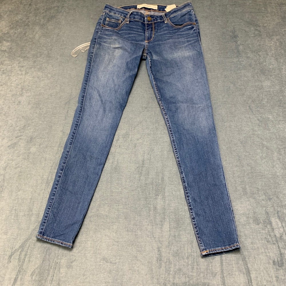 Abercrombie & Fitch Jeans Womens 6R Blue Denim Medium Wash Skinny Leg Whiskering